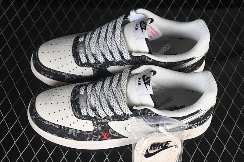 All categories Nk Air Force 1 Air Force series Nk Air Force 1 Low Air Force low-top Nike Air Force 1'07 Low LV co-branded denim beige and black stitching Air Force 1 low-top casual sneakers MZ9588-815